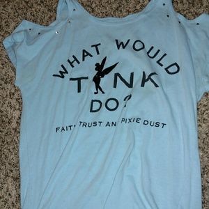 Blue cold shoulder top